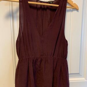 T.Babaton sleeveless top, 100% silk, elasticized waist, deep V, Sz XS